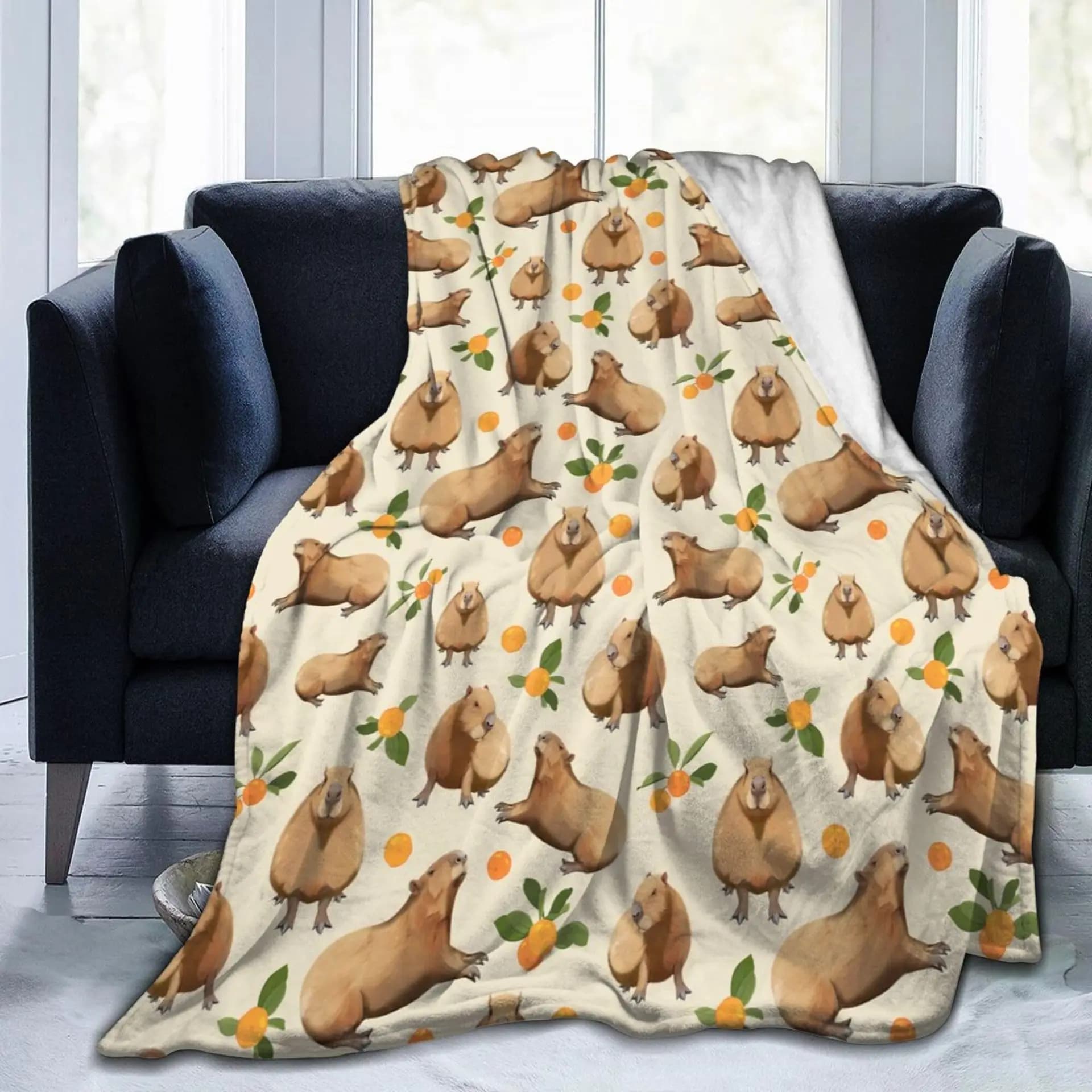 Coperta stampata con porcellino d'India animale simpatico cartone animato per divano letto, viaggio, campeggio, soggiorno, ufficio, coperta condizionata
