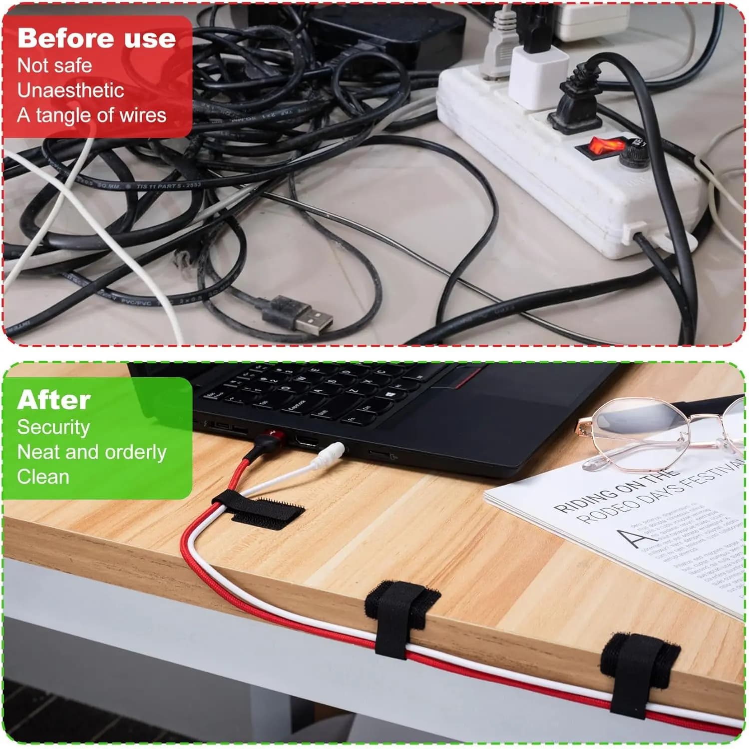 Reusable Adjustable Velcro Cable Ties Self Adhesive Cord Organizer Wire Storage Holder for Desk PC Home Office