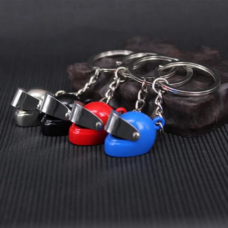 Simulation metal paint motorcycle helmet keychain car accessory fashion pendant small personalized gift