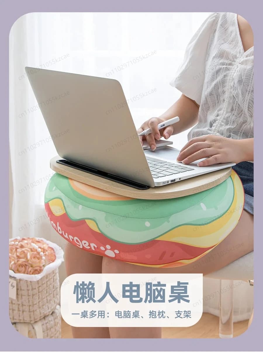 Tavolino Ergonomico con Cuscino in Memory Foam, Vassoio Magnetico per Laptop da Letto, Divano e Studio