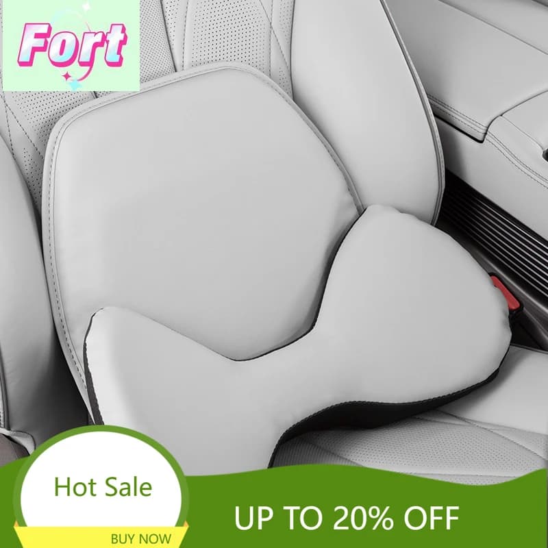 New Car neck pillow lumbar support leather headrest Neck and waist protection Comfortable and breathable seat interior accessori