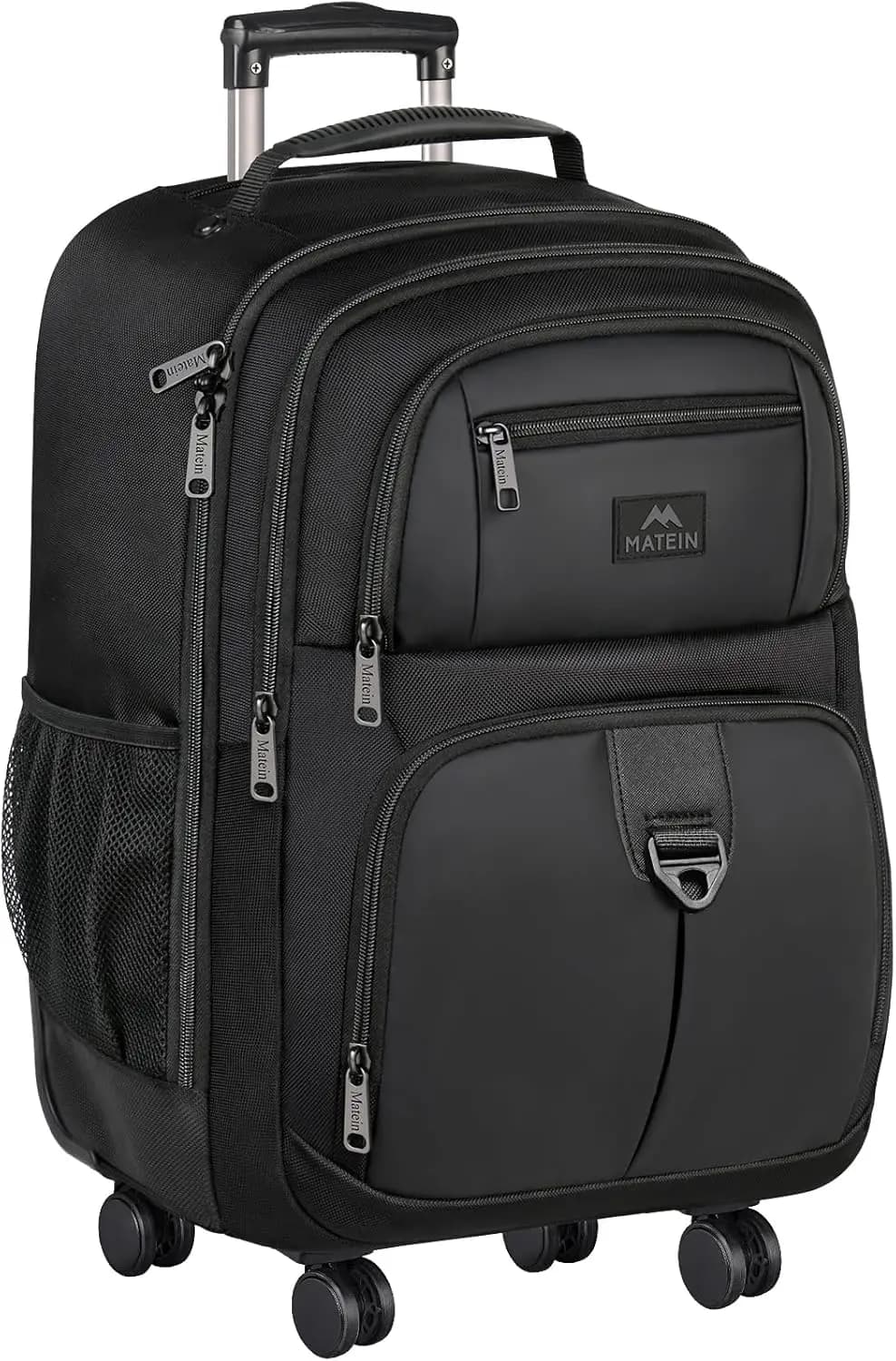 Zaino per Laptop con 4 Ruote, Bagaglio a Mano Resistente all'Acqua da 17 Pollici con Scomparti Multipli, Nero