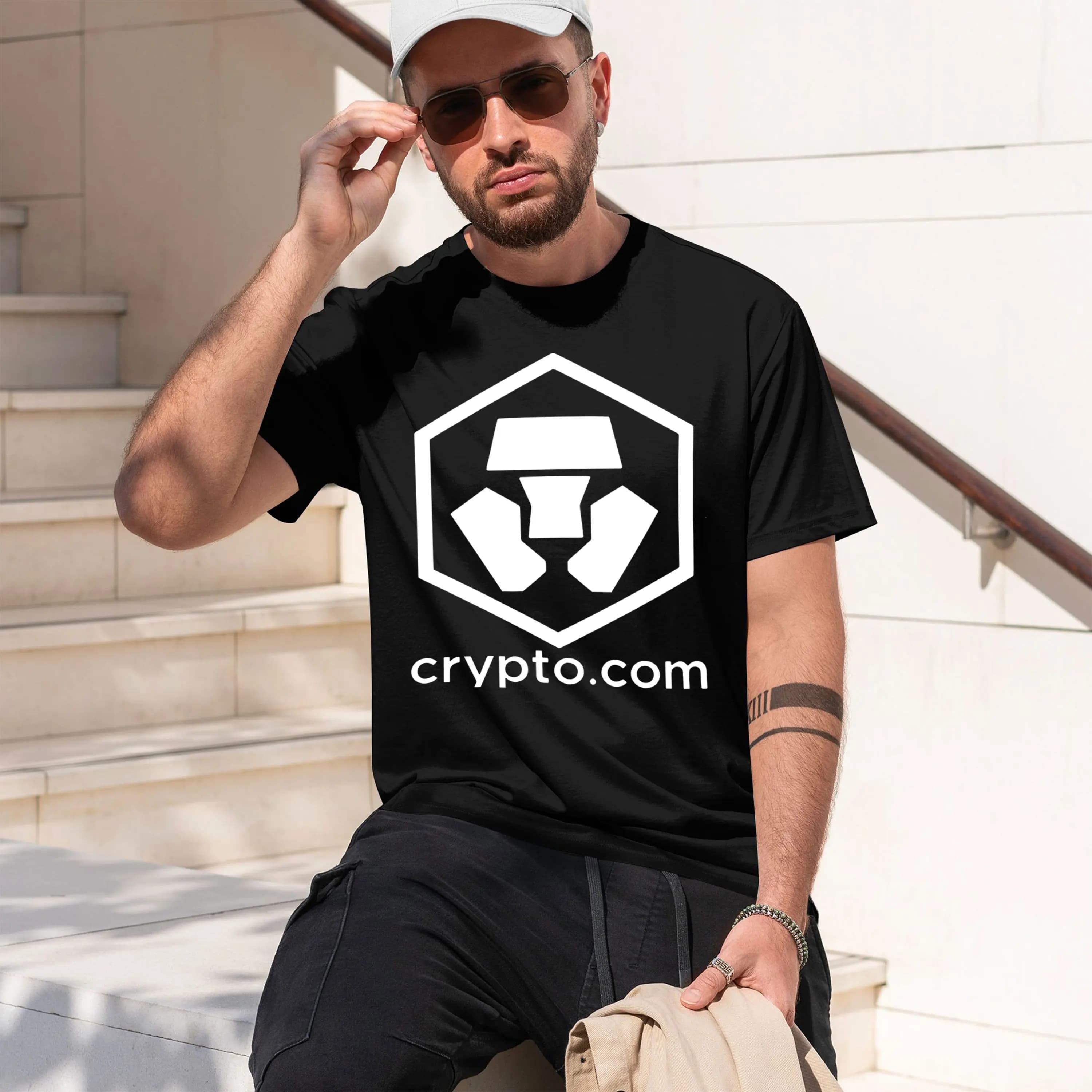 Logo Crypto com ricamato, leggero, ideale per cosplay, Bea Pies 2026, nuovo modello, t-shirt girocollo a maniche corte da uomo, classico casual