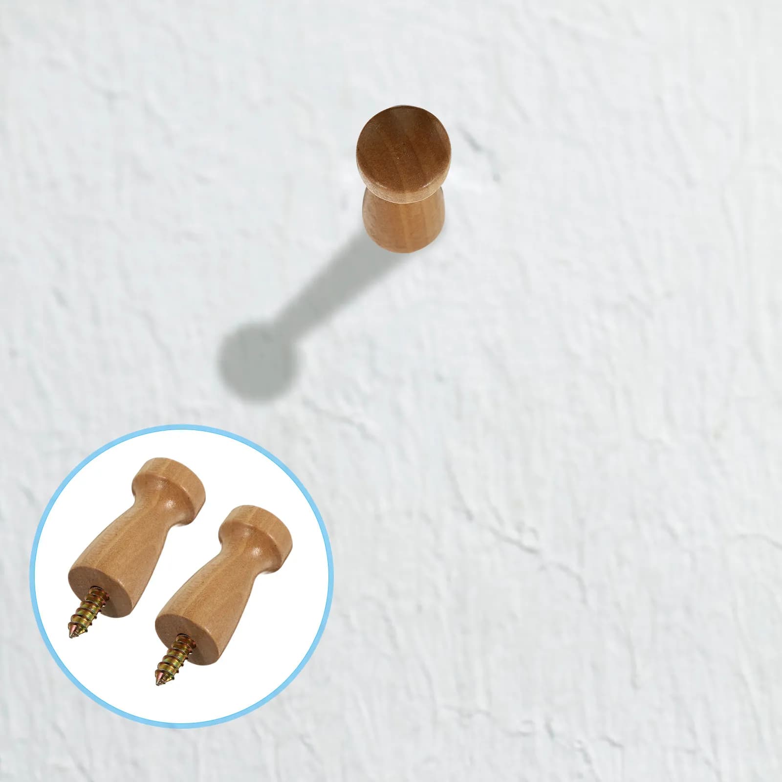 4Pcs Natural Wood Wall Hooks Easy Install Drill Free Option Wall Hangers for Clothes Towels Hats Backpacks Home Office Dorm
