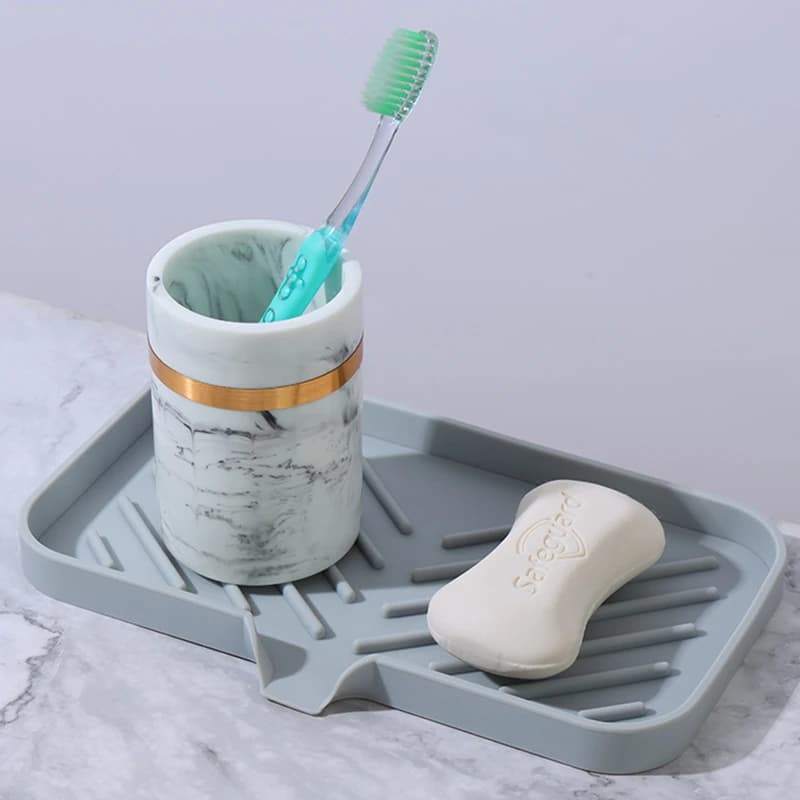 Portasapone in silicone auto-drenante per lavello da cucina, vassoio porta spugne, organizer da banco, dispenser per sapone per piatti