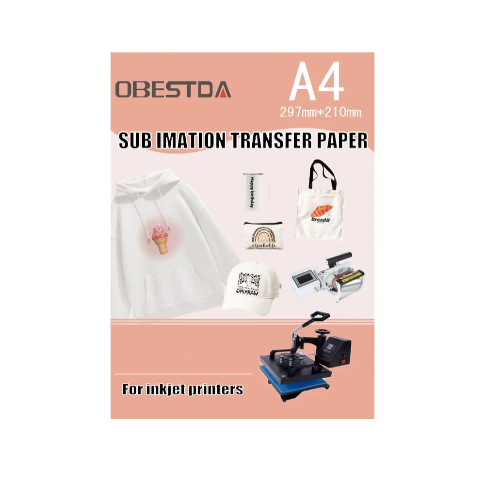 Carta per trasferimento di calore a sublimazione A4 per t-shirt in cotone poliestere Tessuti per cuscini Tazze di stoffa Custodia per telefono Stampa fai da te Desig