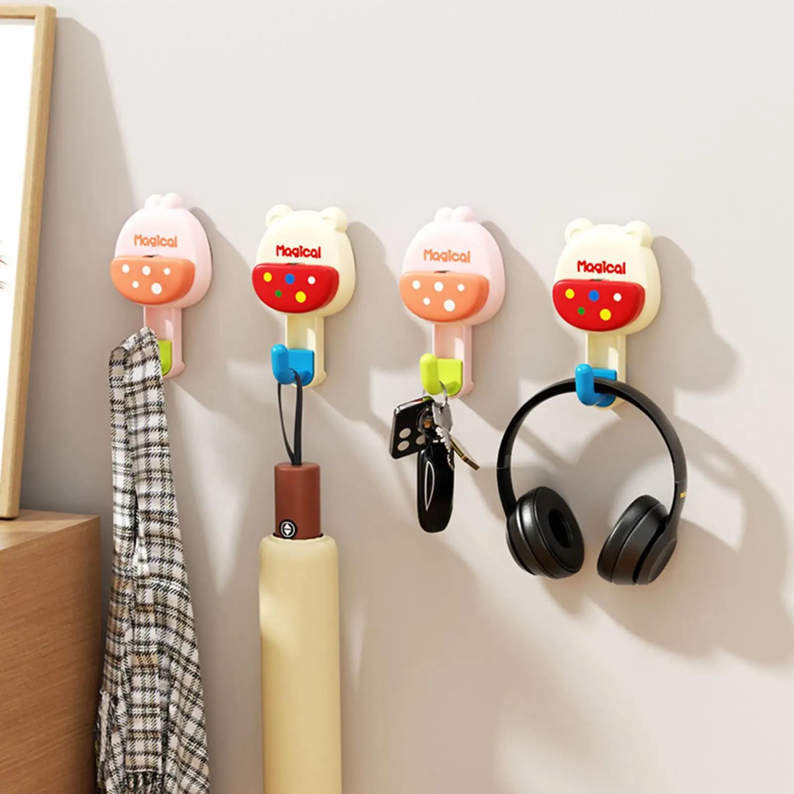 Ganci a ventosa Portatili rimovibili riutilizzabili Supporto per cartoni animati Ganci a ventosa sottovuoto per borse per asciugamani da parete per accappatoio da cucina e bagno