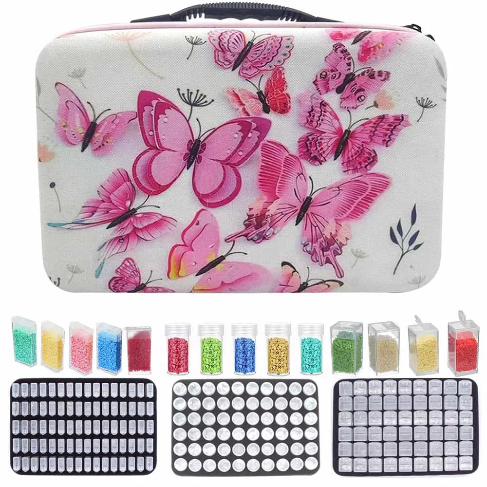 Set of diamond painting tools, organizer bag, nail art case, bag with round bottle dispenser, handbag