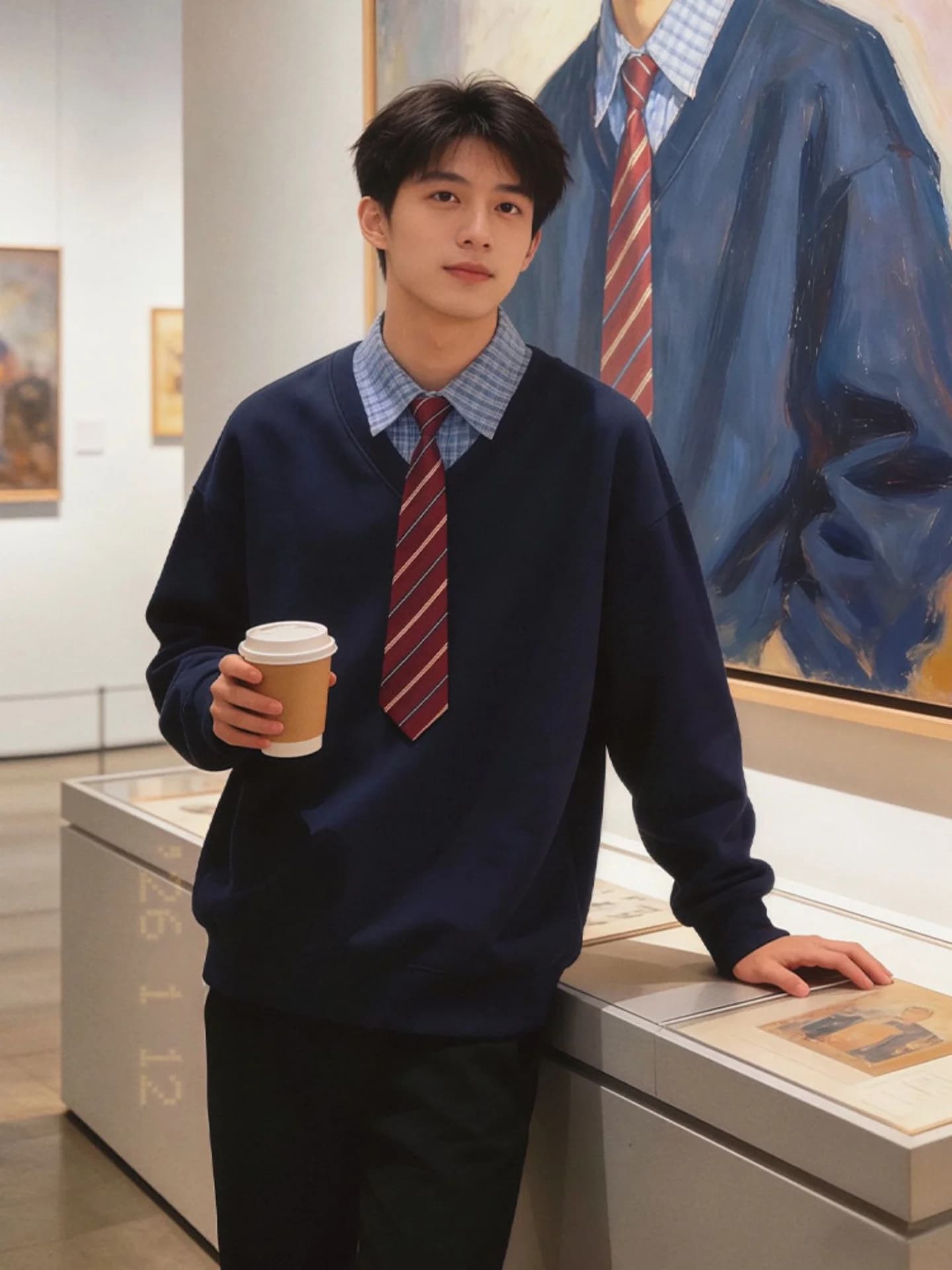 Giacca Invernale da Uomo con Cappuccio e Colletto Rialzato, Stile College Americano, Trendy, Blu, per Giovani, Abbigliamento Casual
