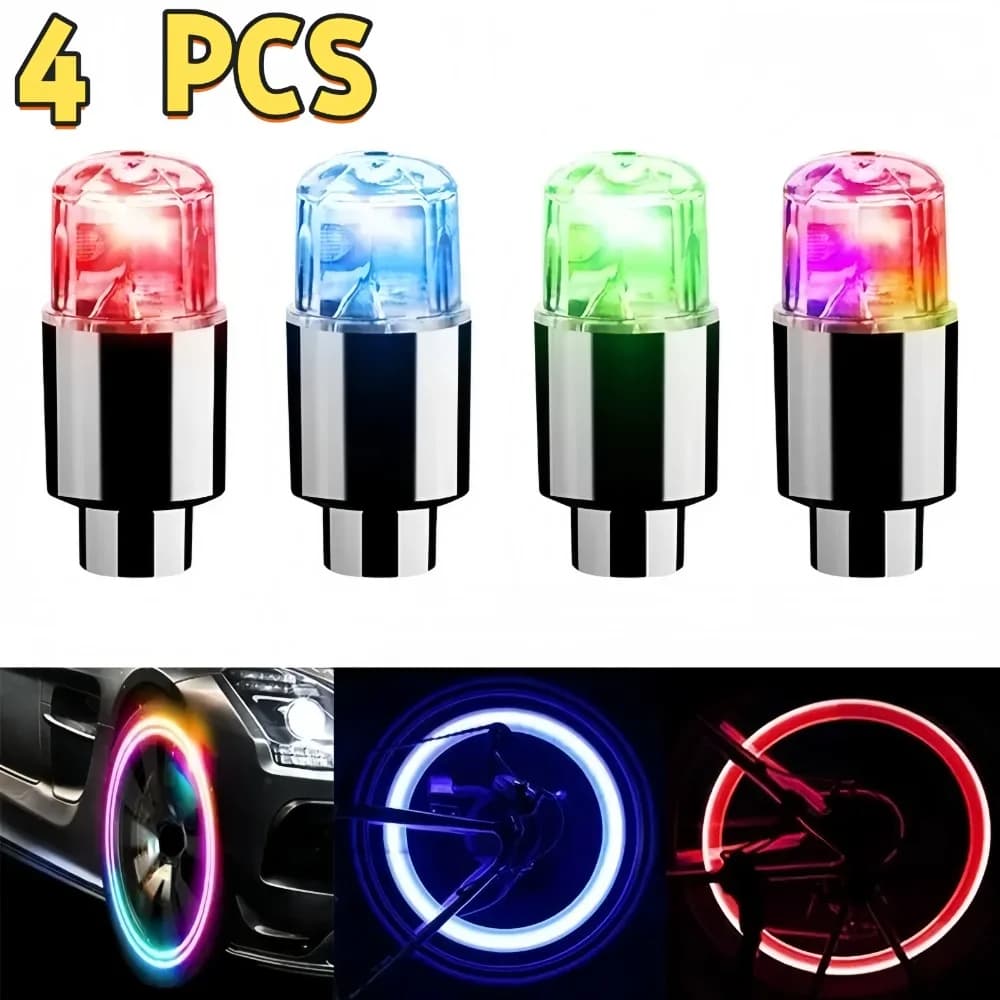 Luci flash a LED per ruota auto Tappi valvole ugelli pneumatici Avvertimento luminoso Lampada decorativa Accessori per ruote bici moto auto