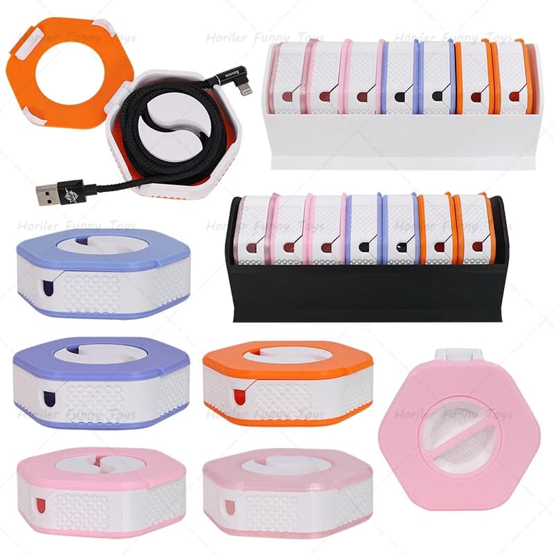 Supporto per cavo di ricarica portatile Stampato in 3D Stoccaggio esagonale Gestione dei cavi retrattile Organizzazione della gestione dei cavi desktop