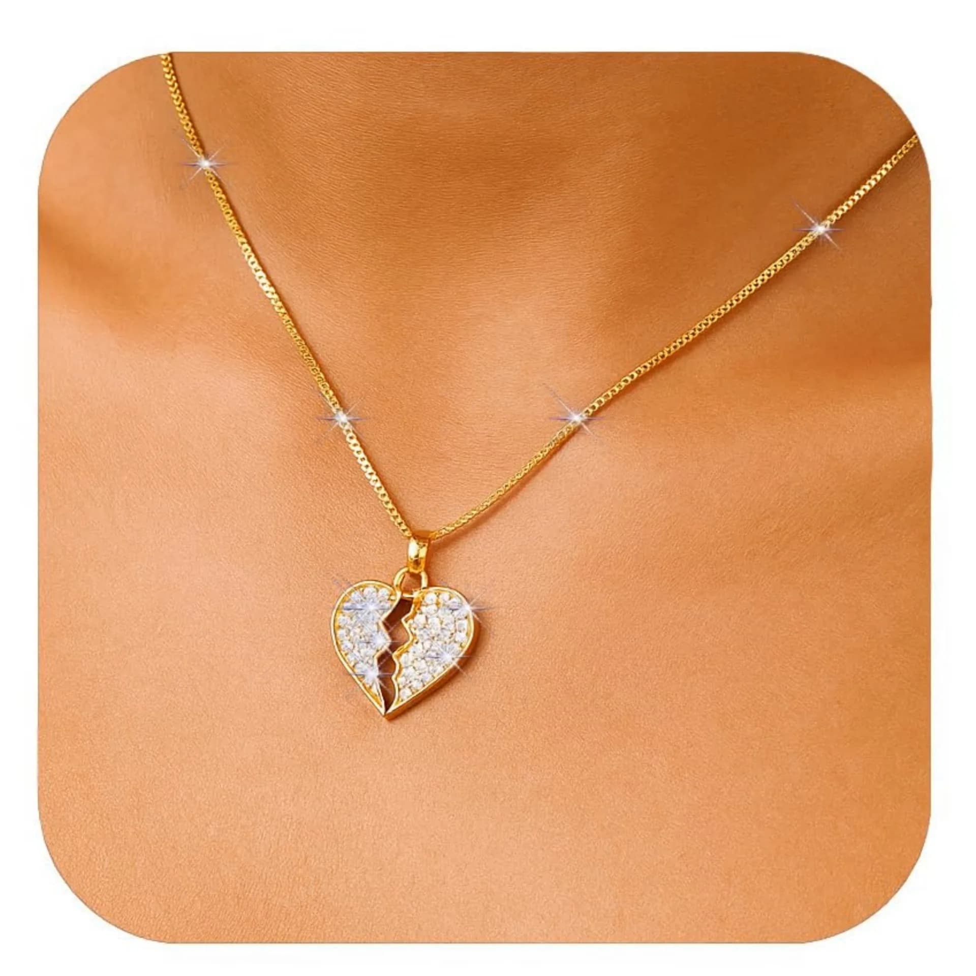 Brass Real Gold Electroplated Niche Design Heart Pendant Fashion Shiny Simple Necklace