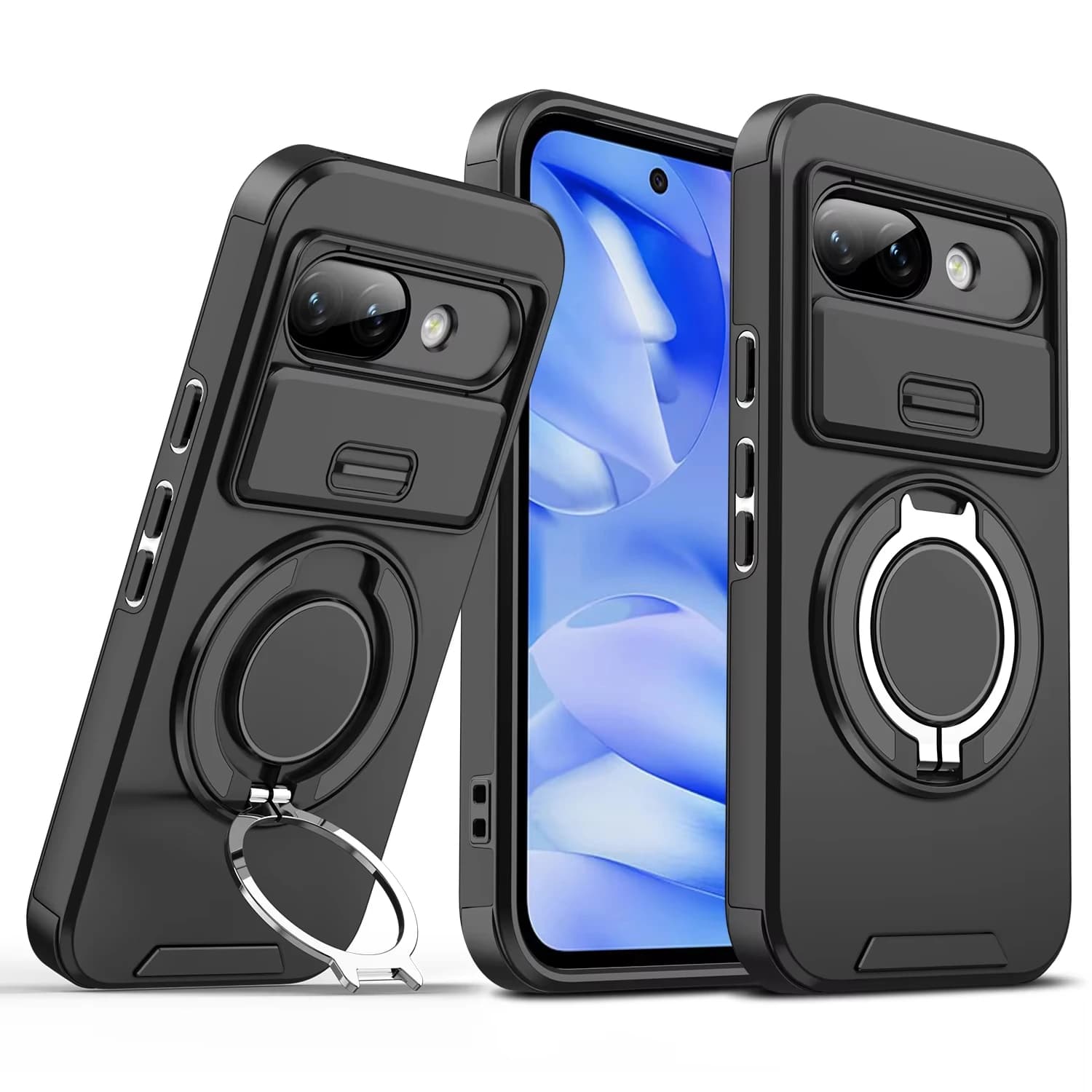 360° Rotating Magnetic Bracket Case For Google Pixel 9 Pro XL 8 7 Pro 8A 9A 10 Pro XL Slide Camera Protection Shockproof Cover