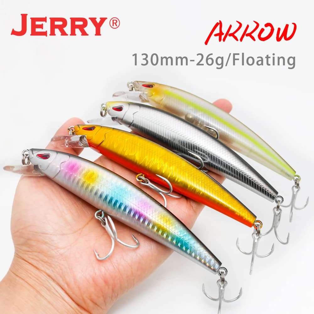 Jerry Arrow 130mm Floating Minnow Fishing Lure esche d'acqua dolce per Bass Pike UV Color sonaglio esche dure