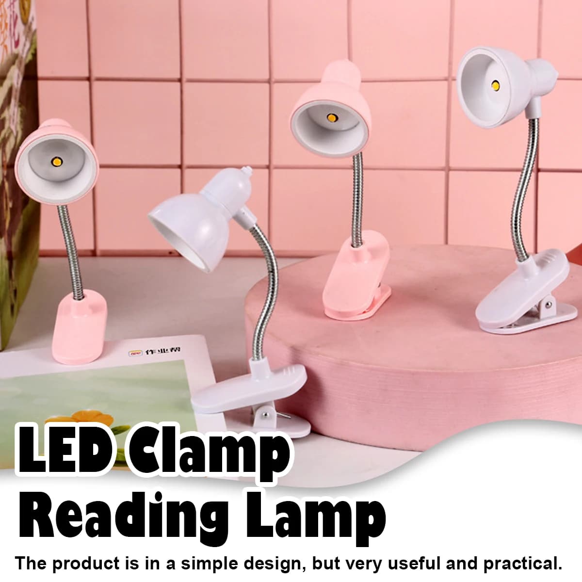 Mini Led Book Light Lampada Clip-On Luci Notturne Braccio Regolabile Bianco Caldo 3000K Con Batteria Power 360 ° Clip-On Lettura Scrivania