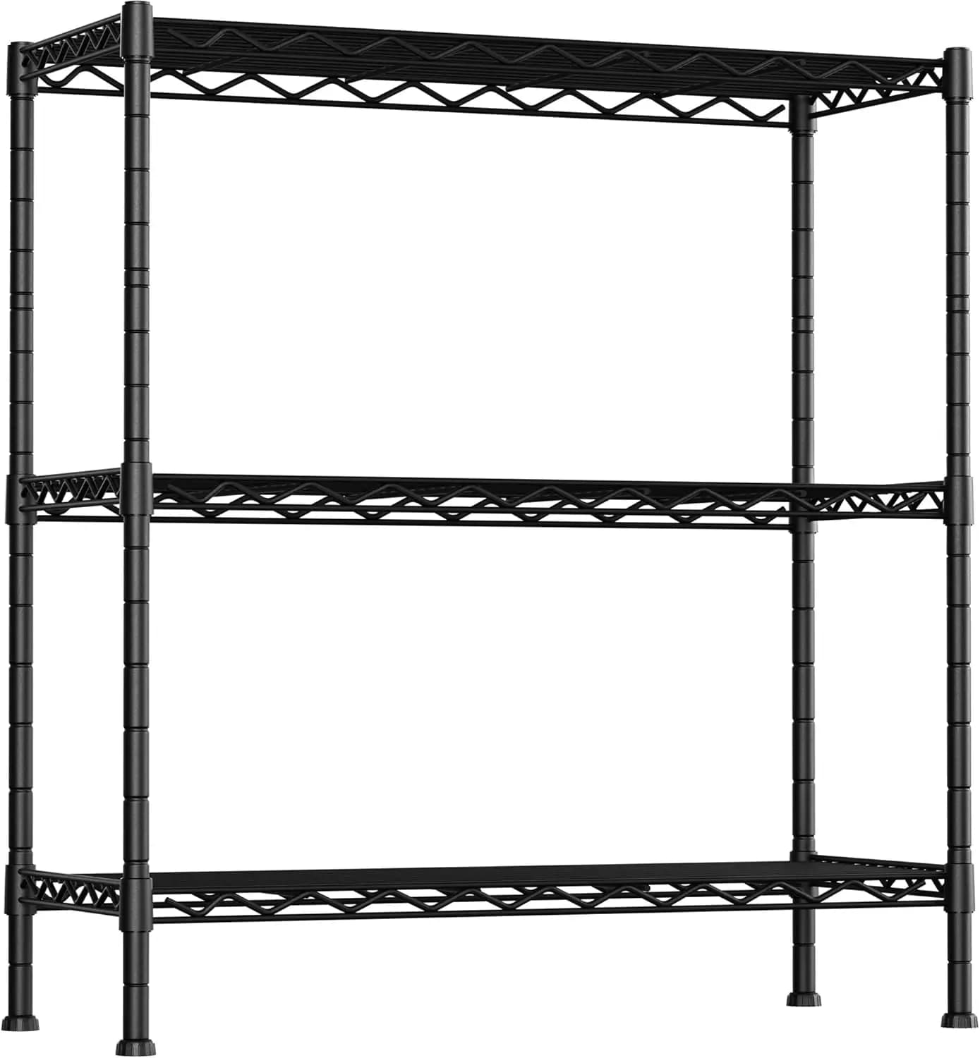 Scaffale di Stoccaggio Regolabile a 3 Ripiani, Organizzatore in Metallo 36"X14"X35.8"H per Lavanderia, Bagno, Cucina, Garage, Nero