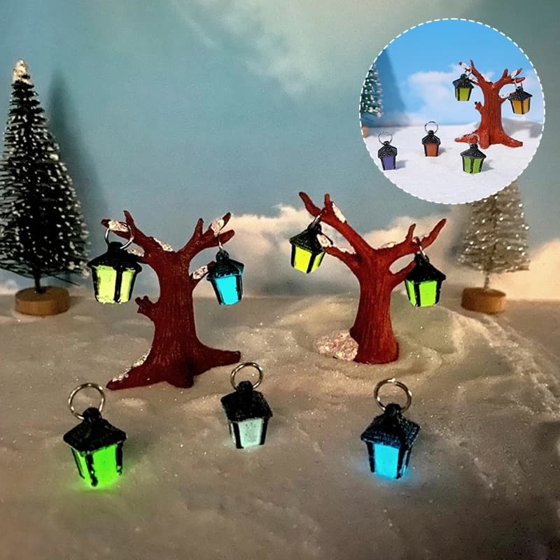 1 set mini lanterne luminose per albero sospese ornamento retrò piccola lampada modello micro decorazione paesaggio giocattolo in miniatura per casa delle bambole