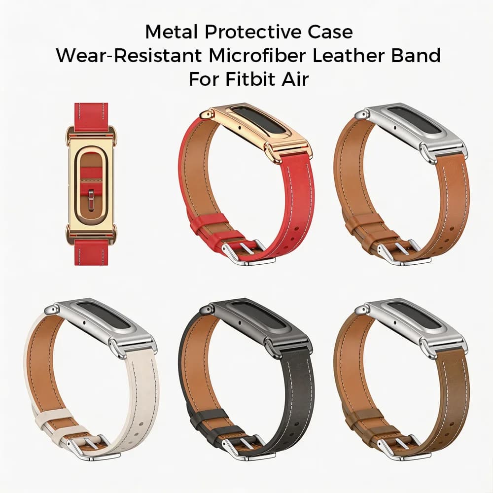 Metal Protective Case Wear-Resistant Breathable Microfiber Leather Band For Google Fitbit Air Quick Release durable Wristband