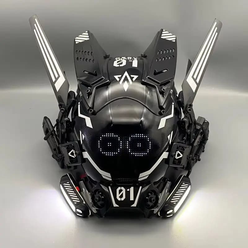 Cyber Punk Cos Maschera Cosplay Mech Soldato con luce LED Rolling Sottotitoli Maschera per schermo Tecnologia App Controllo Casco Puntelli per feste