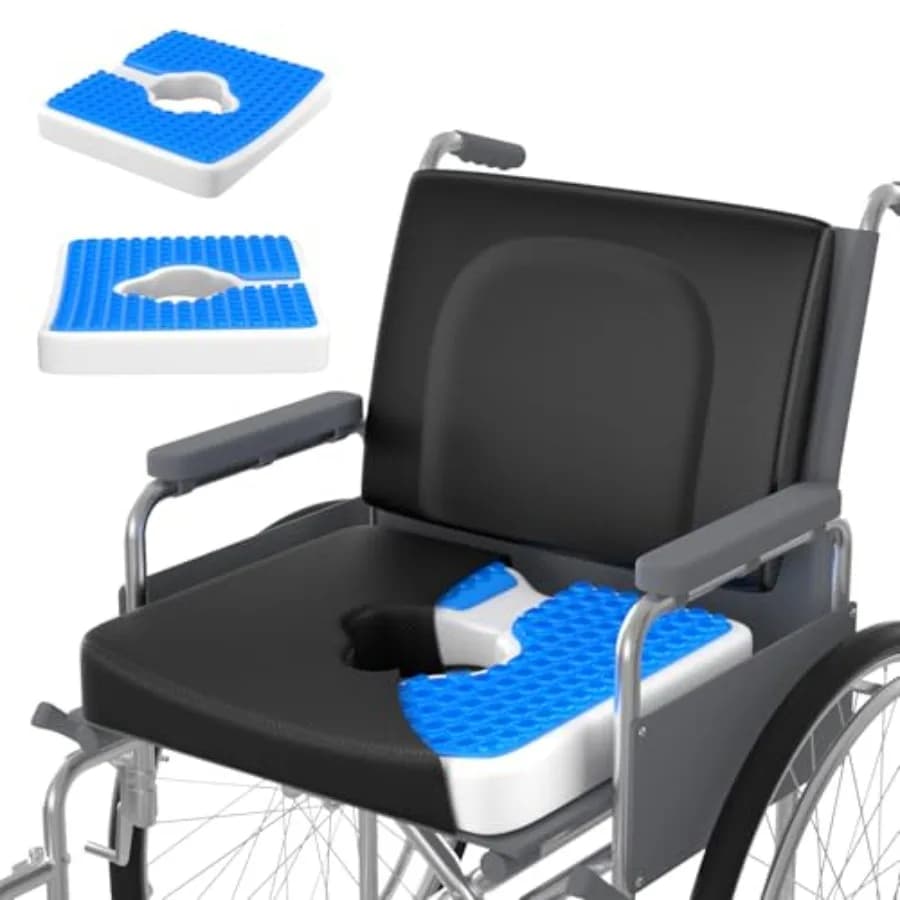 Set di 2 Cuscini per Sedia a Rotelle Anti-Decubito - Cuscino Lombare e Cuscino Sedile in Gel da 18"x16" per Sciatica, Schiena e Coccis