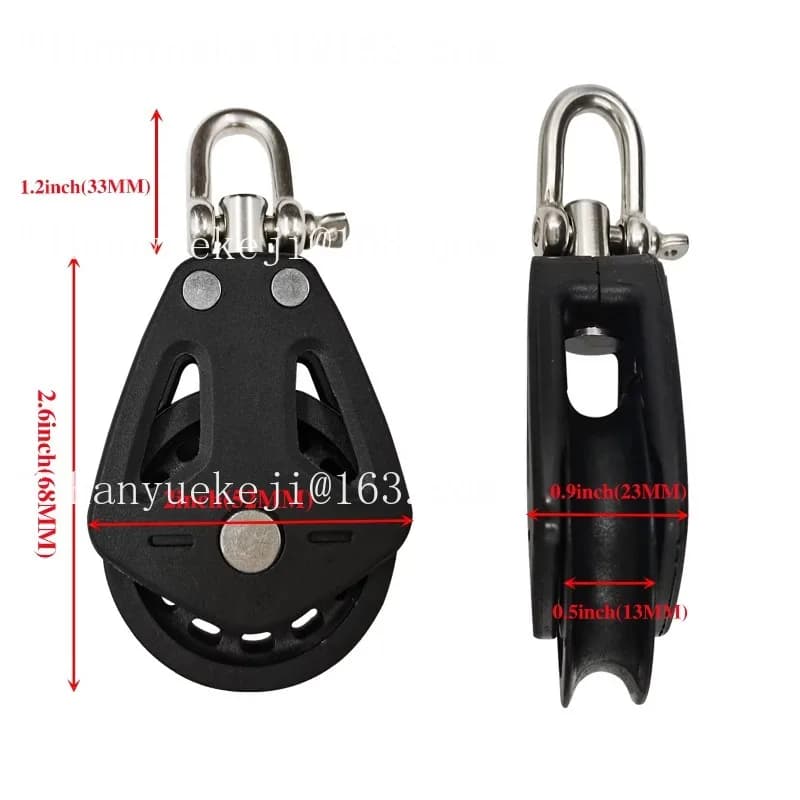 Hot Sale Factory New Boat Kayak Black Nylon Rope Pulley Light Slide Marine Hardware Boat Accessories