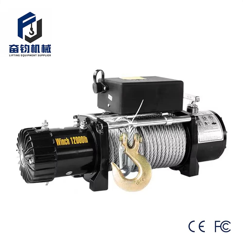 Electric Winch 12000 Lbs 12V Marine Anchor Boat Cranes Auto Car 4x4 Truck Steel Wire Rope 24m High-Speed Lifting