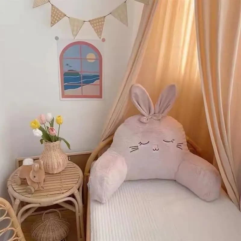Plush Lumbar Pillow Home Sofa Office Car Back Support Cushion Cute Window Bench Female Waist Pillow Dust Protection Cover