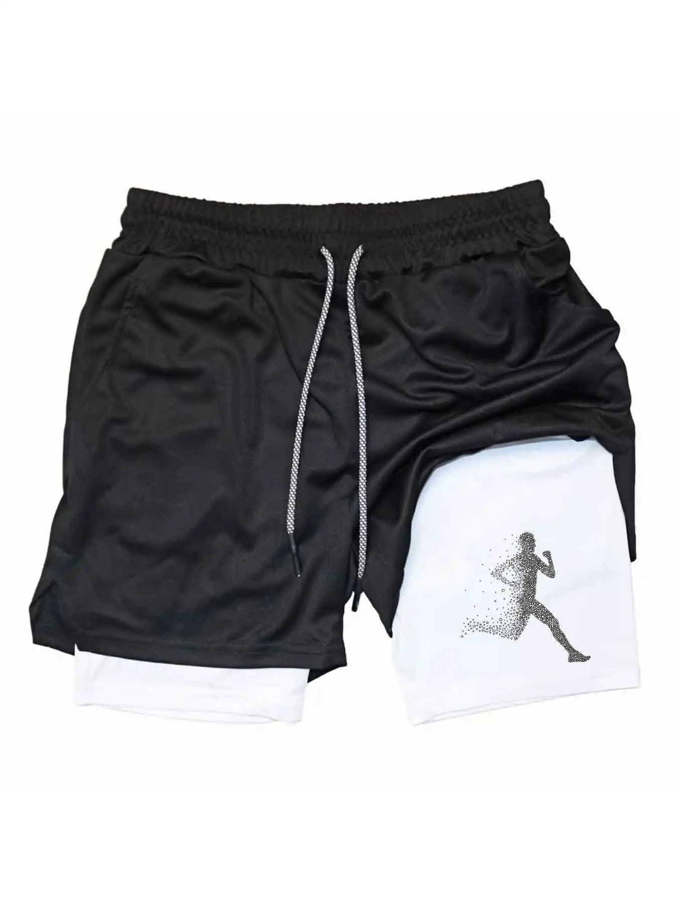 Pantaloncini sportivi estivi 2026 nuovi 2-in-1 per palestra e corsa, abbigliamento sportivo casual da jogging, pantaloncini fitness a doppio strato