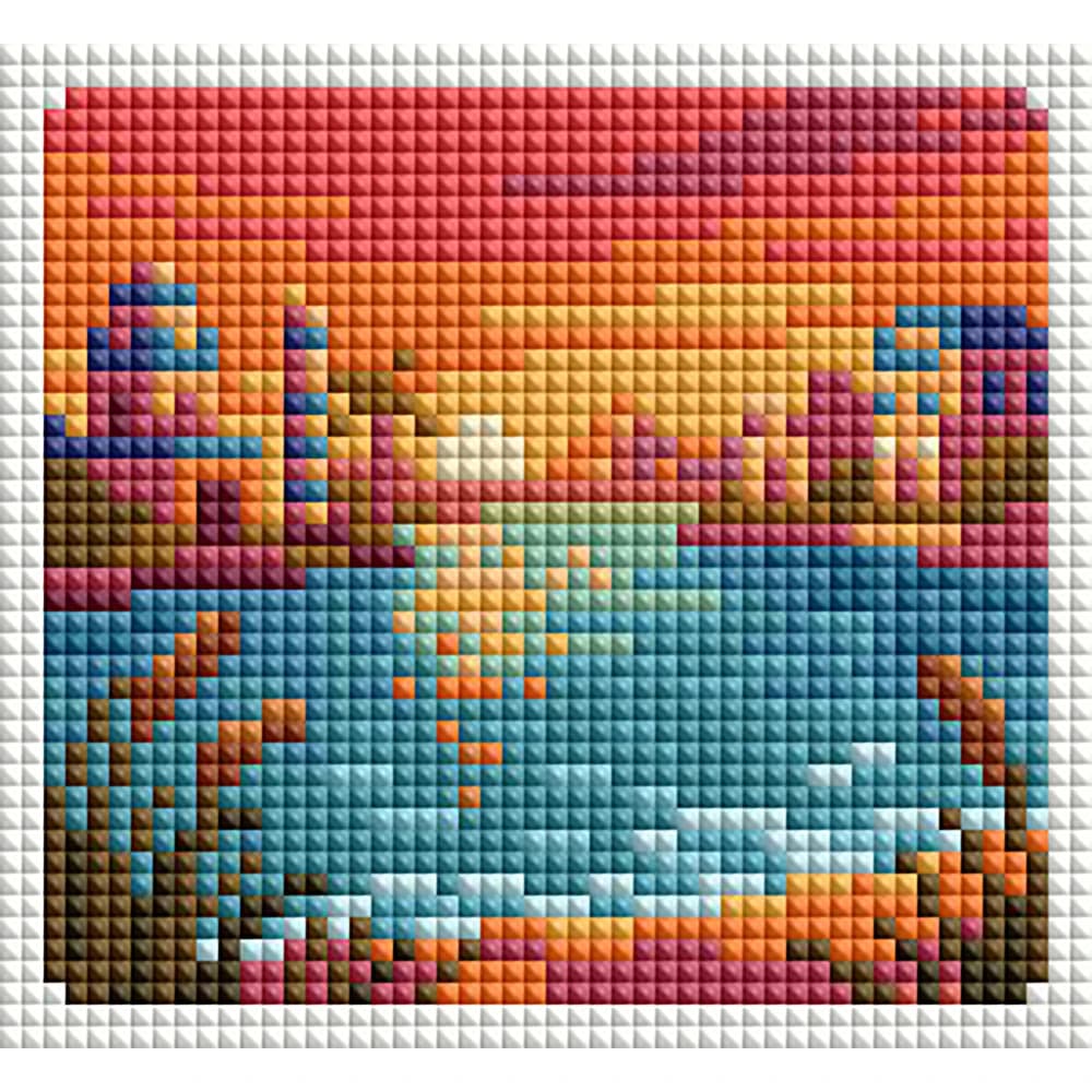 Minigem™ Sunset over Ancient Nile 5" x 4" 5D DIY Resin Square Diamond Painting Kit-Historic River Sunset Mosaic for Home Decor