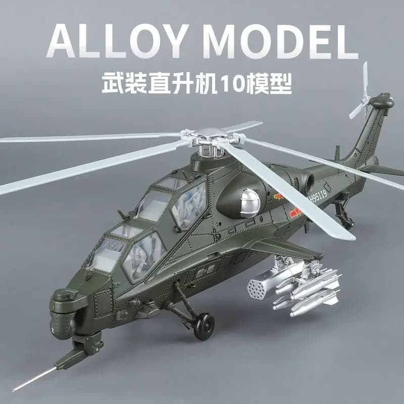 1:48 Z-10 Attack Helicopter Diecast Model Rotatable Detachable Parts Display Stand Included Military Aircraft Collection