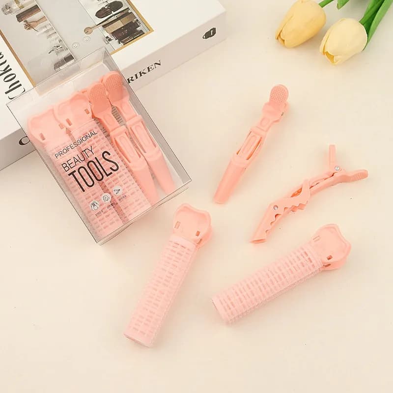 Set of 4 pieces of artifact for soft hair without trace, clip for air fringe, top padding with high skull, iron curling hair with soft clip and hair roots
