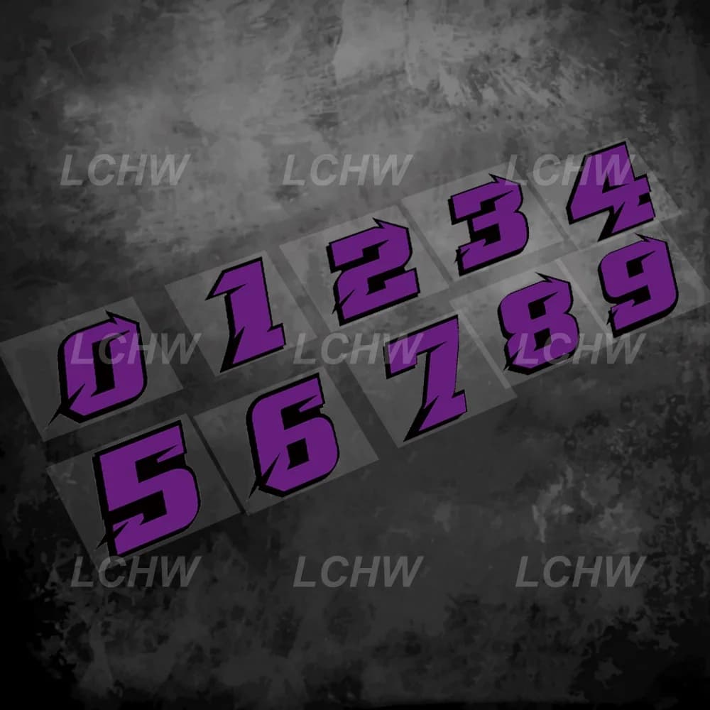 Racing Number Purple Sticker Bike Motorbike Body Fuel Tank Helmet Decal Car Styling