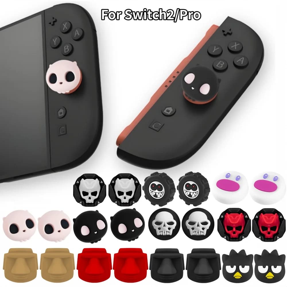 Copri-stick in silicone per Nintendo Switch 2/Pro Gamepad Controller - Design Teschio/Pietra/Pinguino