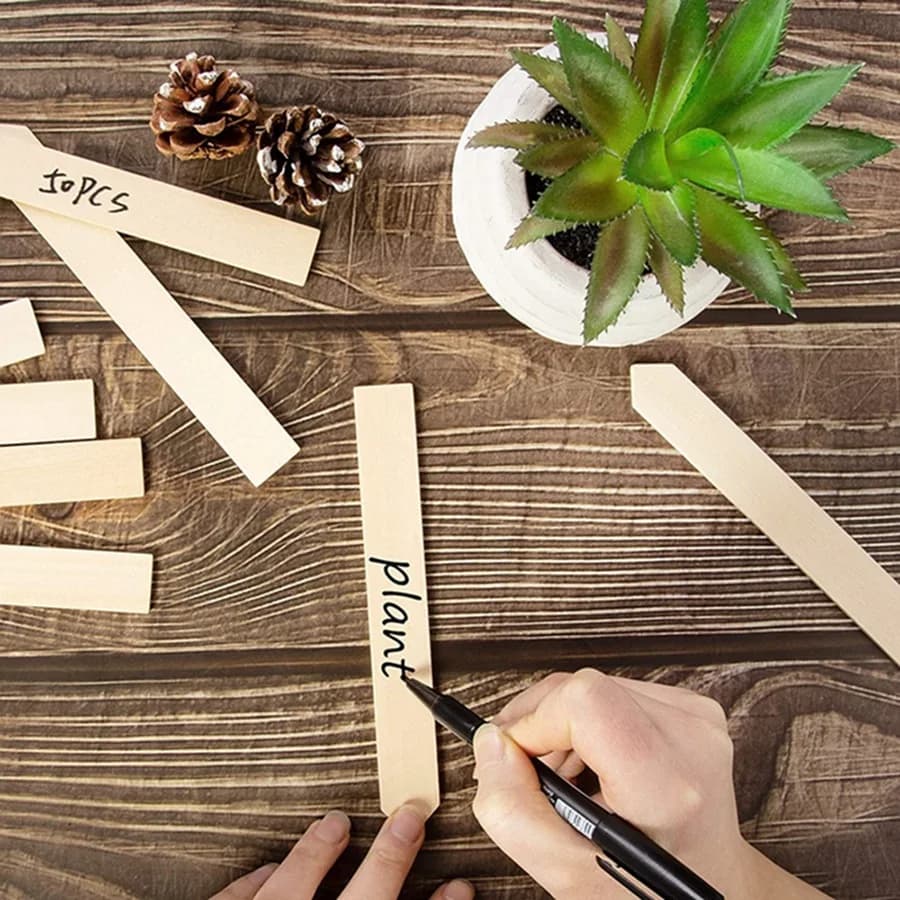 50pcs/Set Vegetable Fruit Seed Labels Herb Vegetable Herb Sign Wooden Markers Flower Seeding Tag Labels Plant Seedling Stake