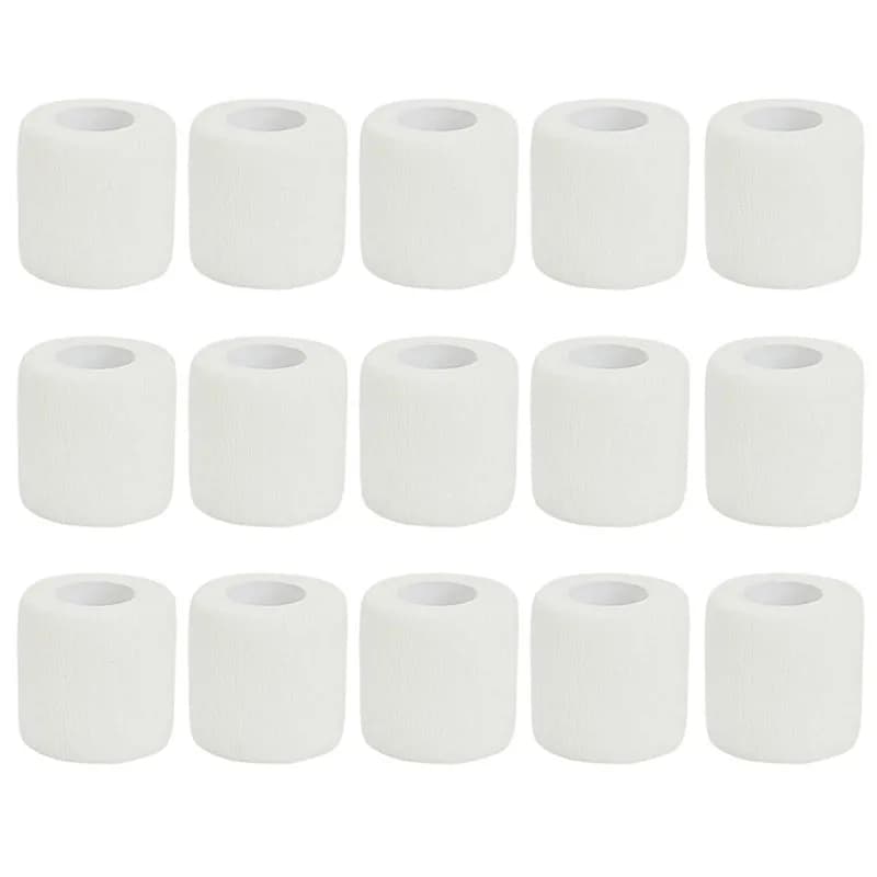 1/6/12/15 Pezzi Benda Elastica Autoadesiva Bianca per Sport, Nastro Elastoplast per Supporto Ginocchia, Dita, Caviglie, Palmo