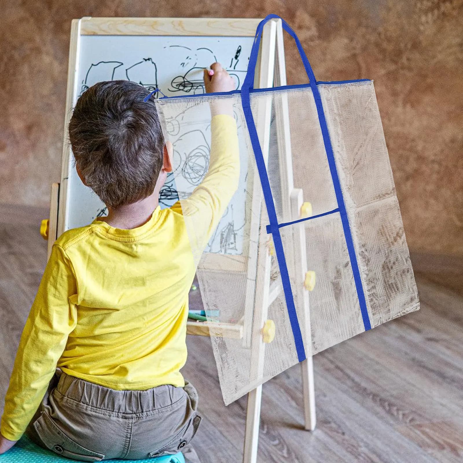 Borsa Portatile in PVC per Conservazione e Trasporto di Opere d'Arte, Porta Utensili da Disegno, Porta Documenti Artistici, Custodia per Carta da Pittura