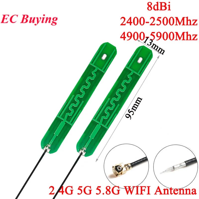 5 Pezzi/1 Pezzo Antenna PCB Integrata 8DBI 2.4G 5G 5.8G WIFI, Interfaccia Router Wi-Fi Dual Band Omnidirezionale con Connettore U.FL