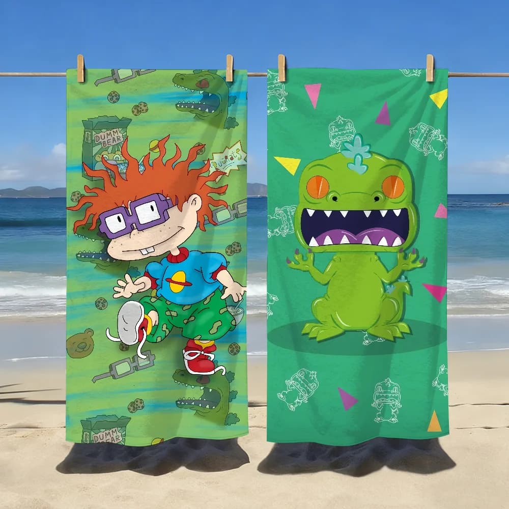 Asciugamano Cartoon R-Rugrats Divertente e Carino, Morbido, per Piscina, Regalo per Viaggi, Palestra, Doccia, Campeggio, Asciugatura Rapida, Grande Asciugamano da Spiaggia per Sport