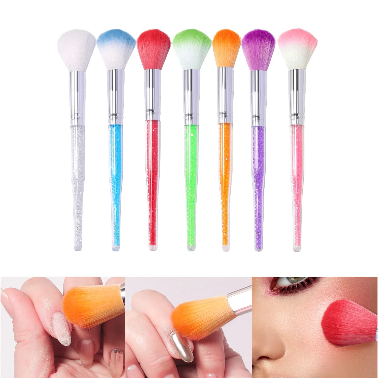 7 pezzi professionale per manicure gel polvere pennello per polvere cristallo manico lungo fard pennello per trucco accessori per manicure strumenti per attrezzature