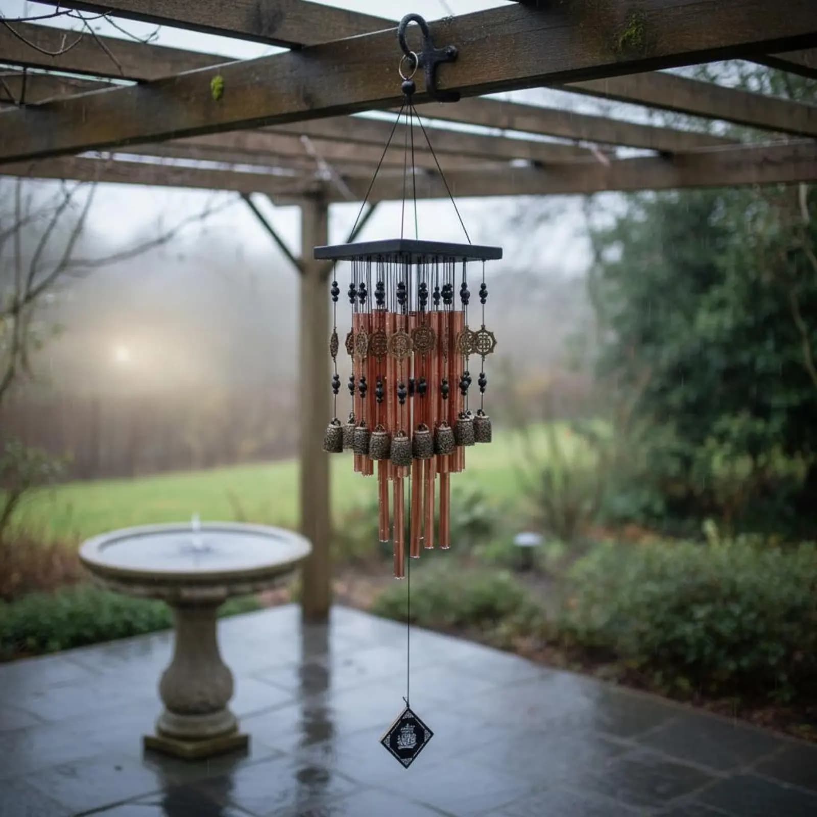Copper Tube Wind Chime Long-Lasting Metal Wind Chime Decorative Hanging Bells Handmade Design Garden Decor Artisanal for Outdoor