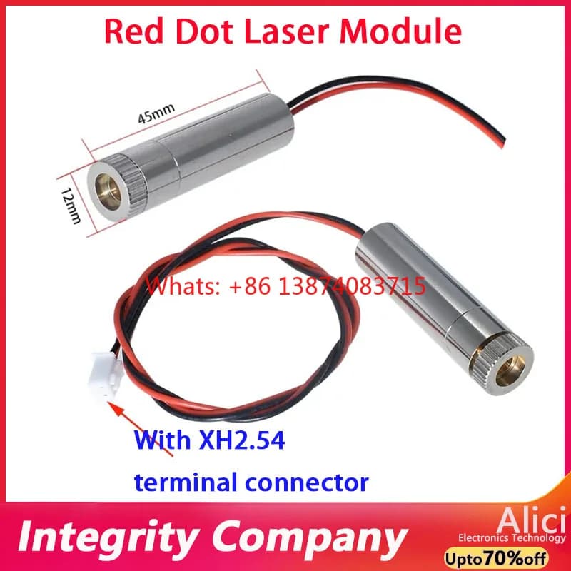 Modulo laser ad alta potenza da 250mw, lunghezza focale regolabile 650nm, laser rosso da 12mm per incisione fai-da-te con connettore terminale XH2.54 3-4.5v