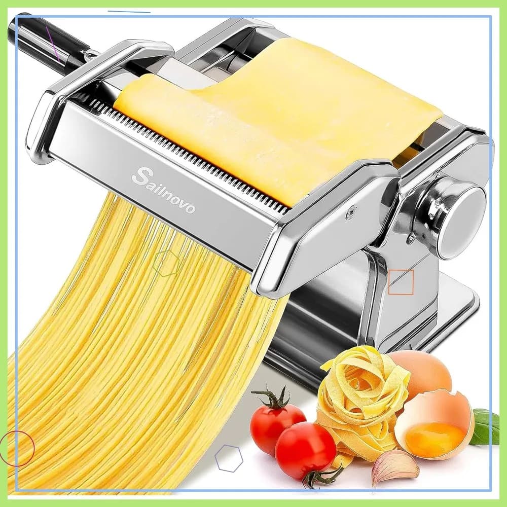 Macchina per pasta manuale con 9 impostazioni di spessore, rullo e taglierina per spaghetti, lasagne, gnocchi