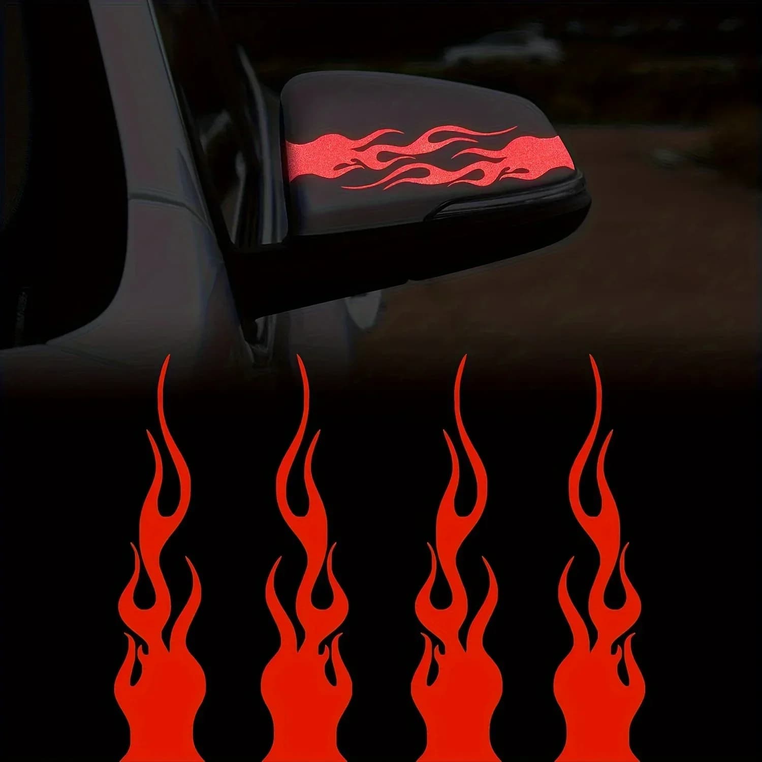 4Pcs Flame Reflective Sticker Racing Decal for Car Motorcycle Daily Decor