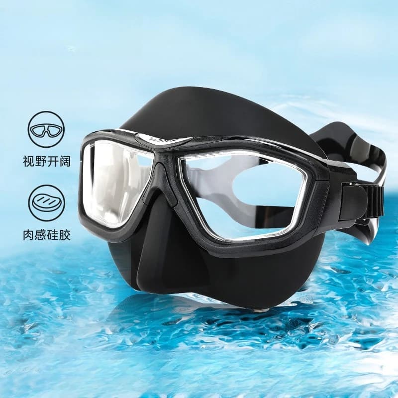Professional Underwater Mask HD Duvet with Montatura Grande, Integral Mask for Snorkeling and Apnea, Diving Equipment