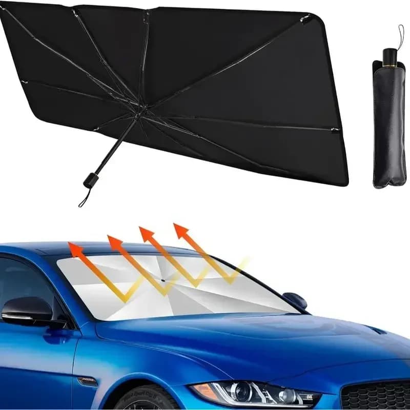 Ombrellone per auto Durevole in acciaio inossidabile Isolamento termico Ombrello per parabrezza telescopico rivestito in argento per marcia anteriore facile