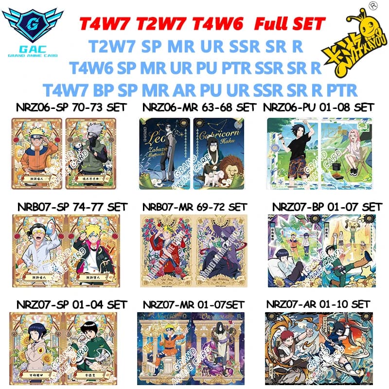 Kayou Naruto New T2W8 T4W7 T4W6 T2W7 Anime Rare Card Full Series AR SP MR PU UR PTR SSR SR R SCR Complete Set Collection Card