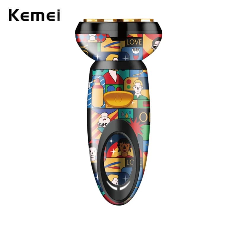 Kemei Regulated New Style Graffiti, Wet & Dry Man Electric Razor for Deep Shaving with Cutanea Protection, Gift Idea