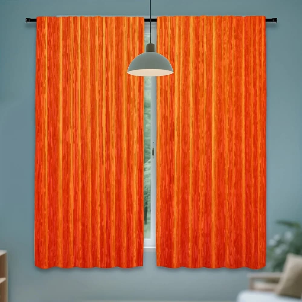 Tende Moderne Arancioni Brillanti per Finestre Autunnali, Set da 2 Pezzi, Stile Piatto Bidimensionale, Tessuto Semi-Oscurante per la Privacy, per Soggiorno