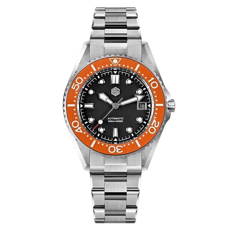 San Martin Men Automatic Watch 40mm Mechanical Wristwatch Sapphire Diver 20Bar Waterproof Luminous ST2130 Adjustable Clasp