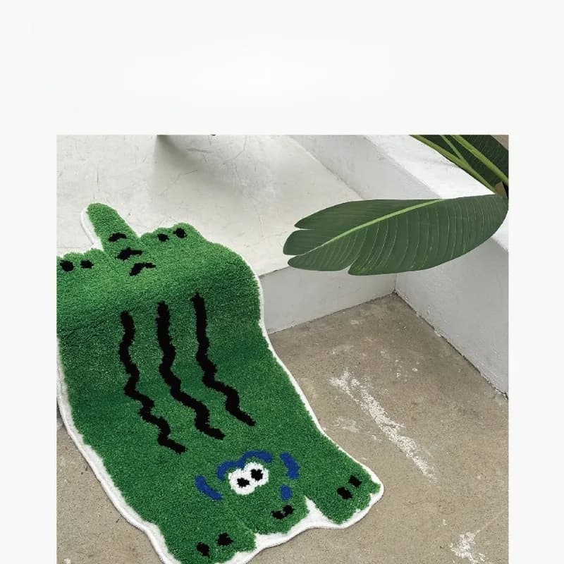 Cute Cartoon Faux Cashmere Floor Mat Soft Anti-Slip Bedroom Rug Stain Resistant Easy Care Household Bedside Carpet